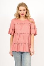 Load image into Gallery viewer, Short Sleeve Tiered Babydoll Top
