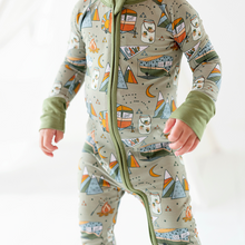Load image into Gallery viewer, The Great Outs&#39;mores Bamboo Convertible Footies - Green
