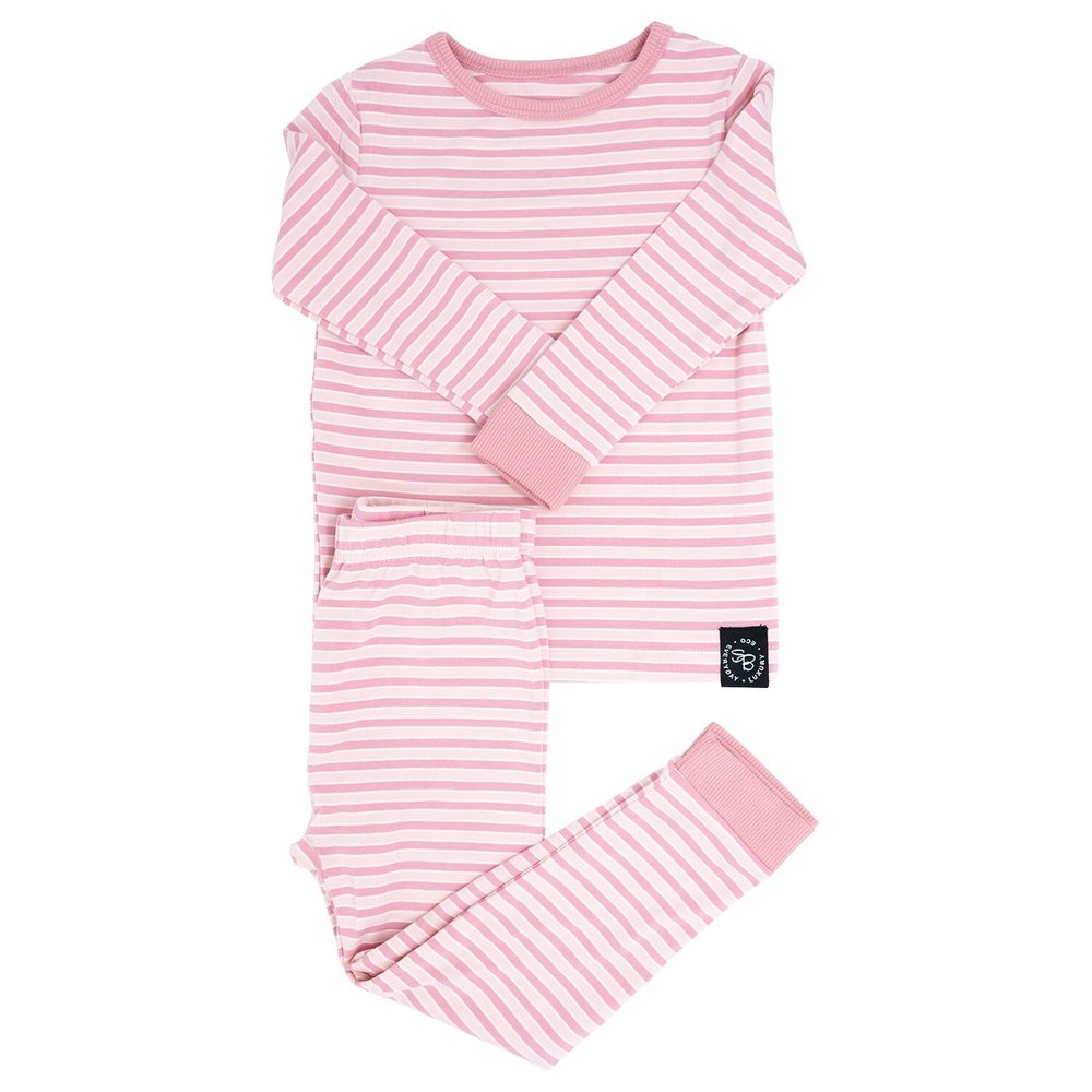 Pink Stripe Big Kid PJ's Long Sleeve Top & Long Bottom -