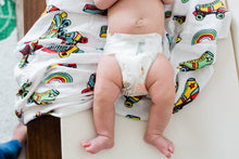 Load image into Gallery viewer, Wheels Cotton Muslin Swaddle Blanket
